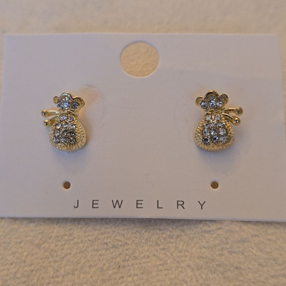 Bag earrings sparkling gold